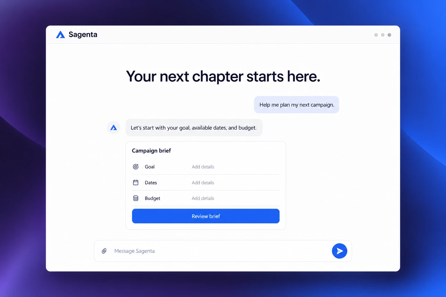 Sagenta’s conversation interface